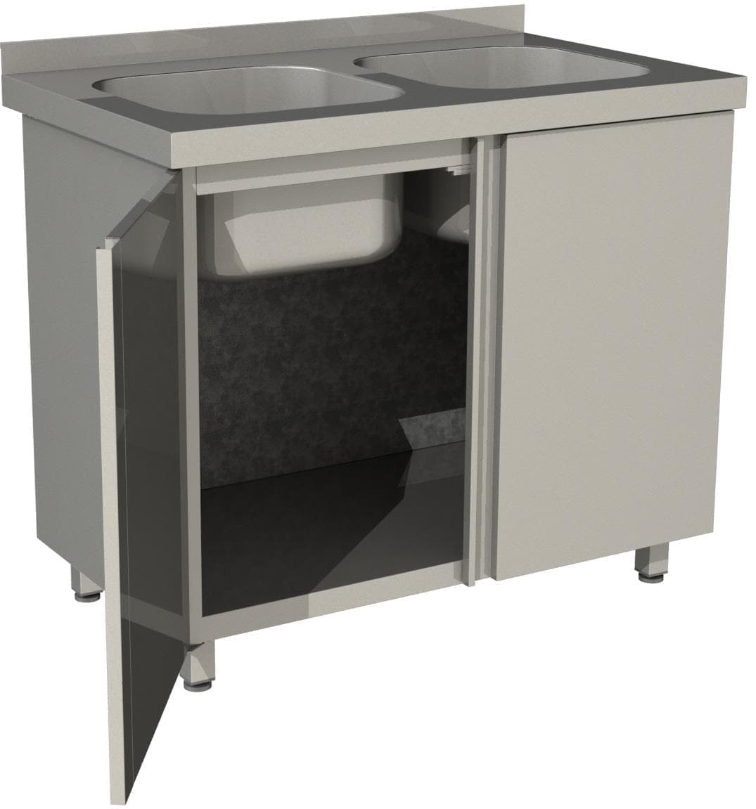 Стол производственный с распашными дверьми Restoinox СПЗР2М-15/6-БП с моечной ванной