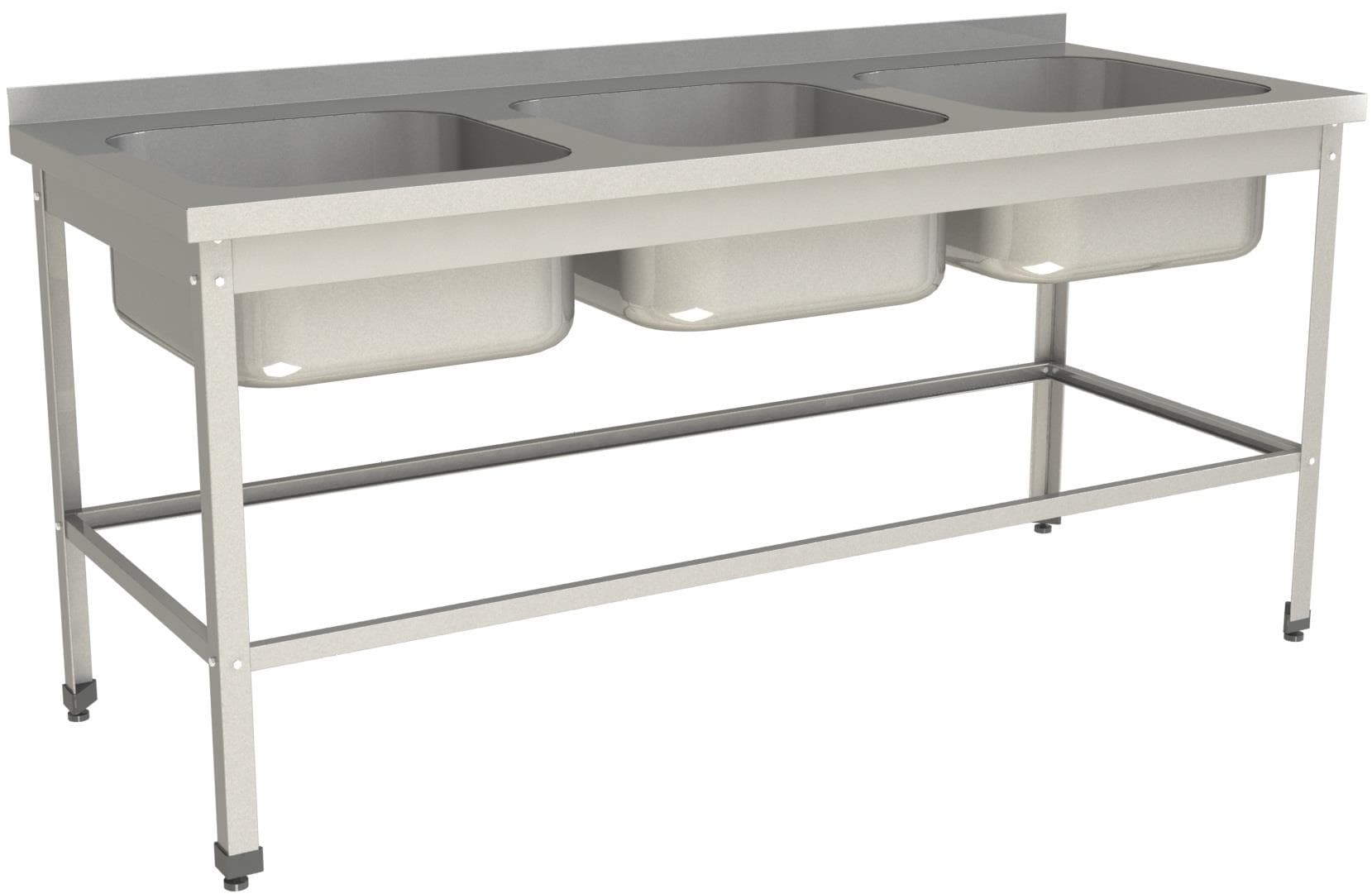 Ванна моечная трехсекционная цельнотянутая с бортом Restoinox ВМЦ-3/18/7-БО-ЭН