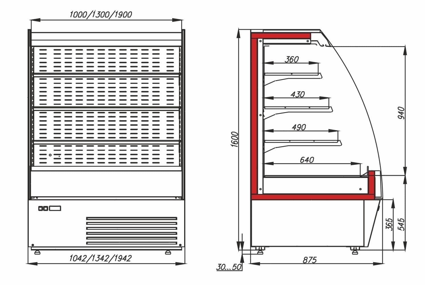 Витрина холодильная Carboma F16-08 VM 1,9-2 0020 стеклопакет (1600/875 ВХСп-1,9)