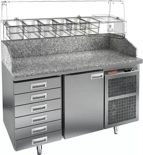 Стол холодильный (для пиццы) Hicold PZ4_1/GN 6R (без витрины)