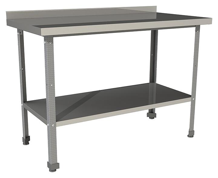 Стол производственный с бортом со сплошной полкой Restoinox СП-7/7-БП-ЭЦ