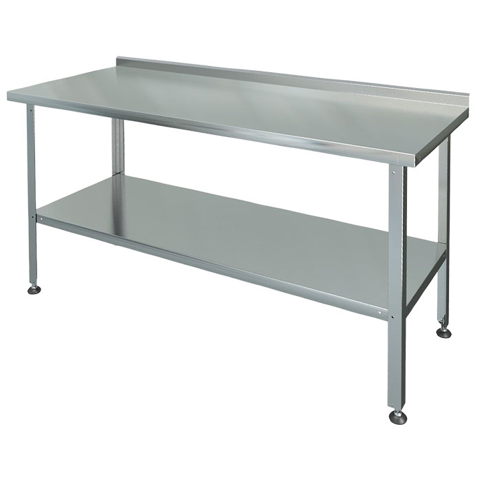 Стол производственный Марихолодмаш СРП-1-0,6/1,2-П нерж с бортом, полка