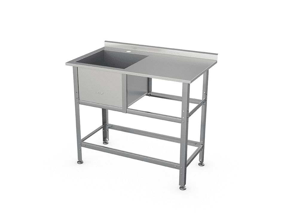 Стол с моечной ванной Atesy ВСМС-Б-1Л.700-1550.850-1-02 (ВМС-1/700 с бортом)