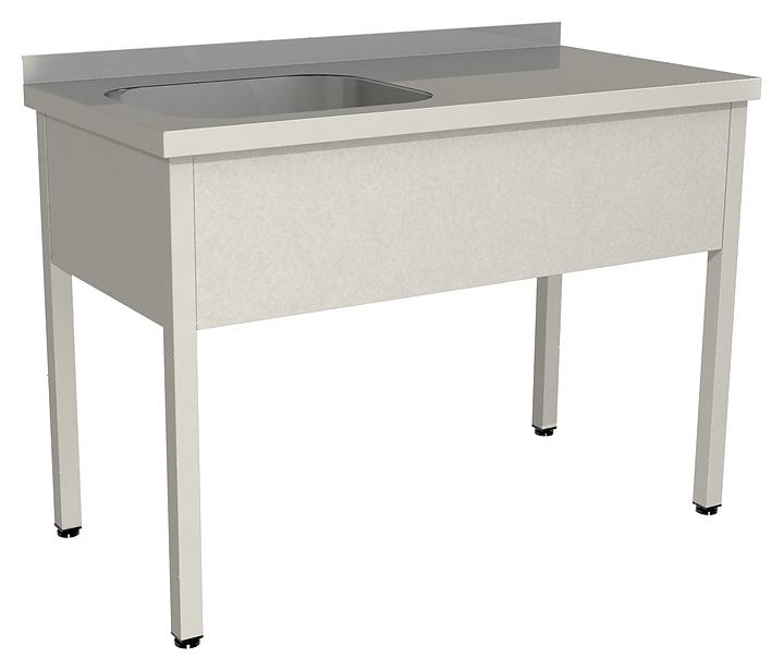 Ванна моечная цельнотянутая с рабочей поверхностью с бортом Restoinox ВМЦР/1-16/7-БЛ