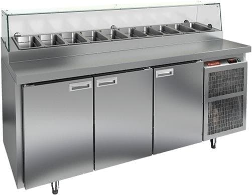 Стол холодильный (для пиццы) Hicold PZ2-111/GN (11xGN1/6) стекло