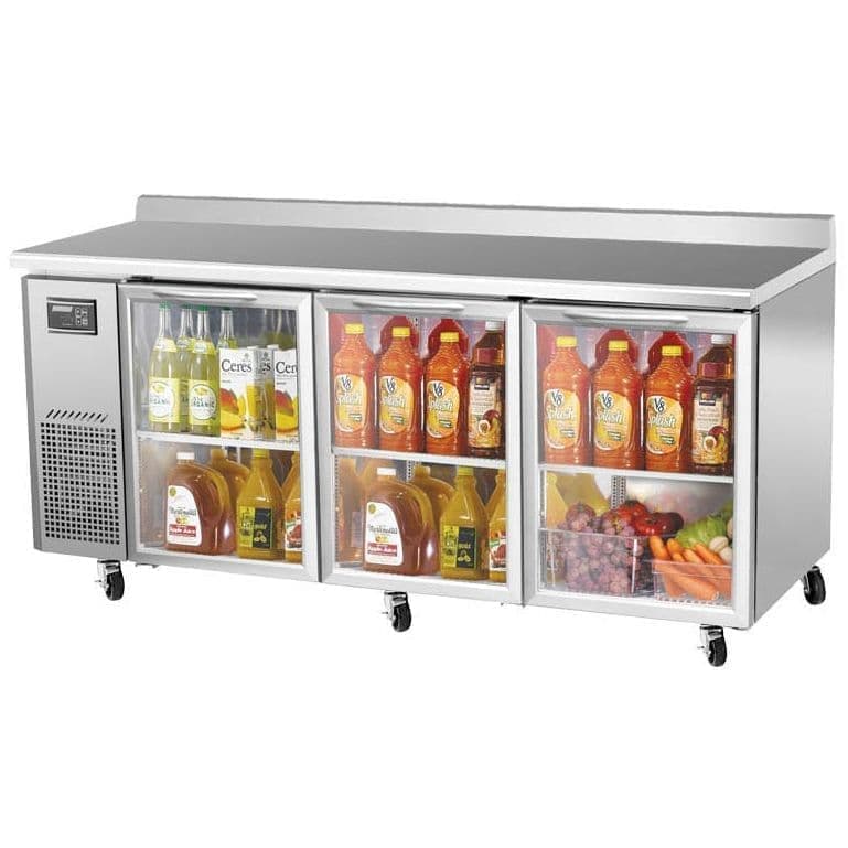 Стол холодильный Turbo Air KGWR18-3-750 со стеклянными дверями и бортом