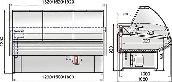 Витрина холодильная Golfstream Двина 120 ВСН, красная