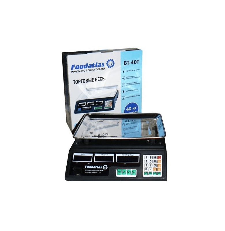Весы торговые Foodatlas ВТ-40Т (40кг/2гр)