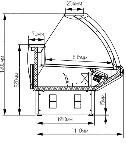 Витрина холодильная Марихолодмаш Парабель ВХС-2,5 (без агрегата)