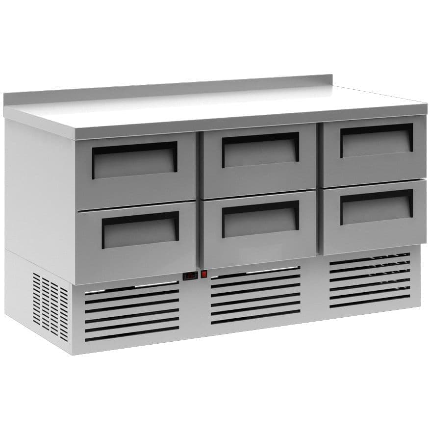 Стол холодильный Полюс T70 M2GN-2 0430, борт, 6 ящиков, нерж. сталь