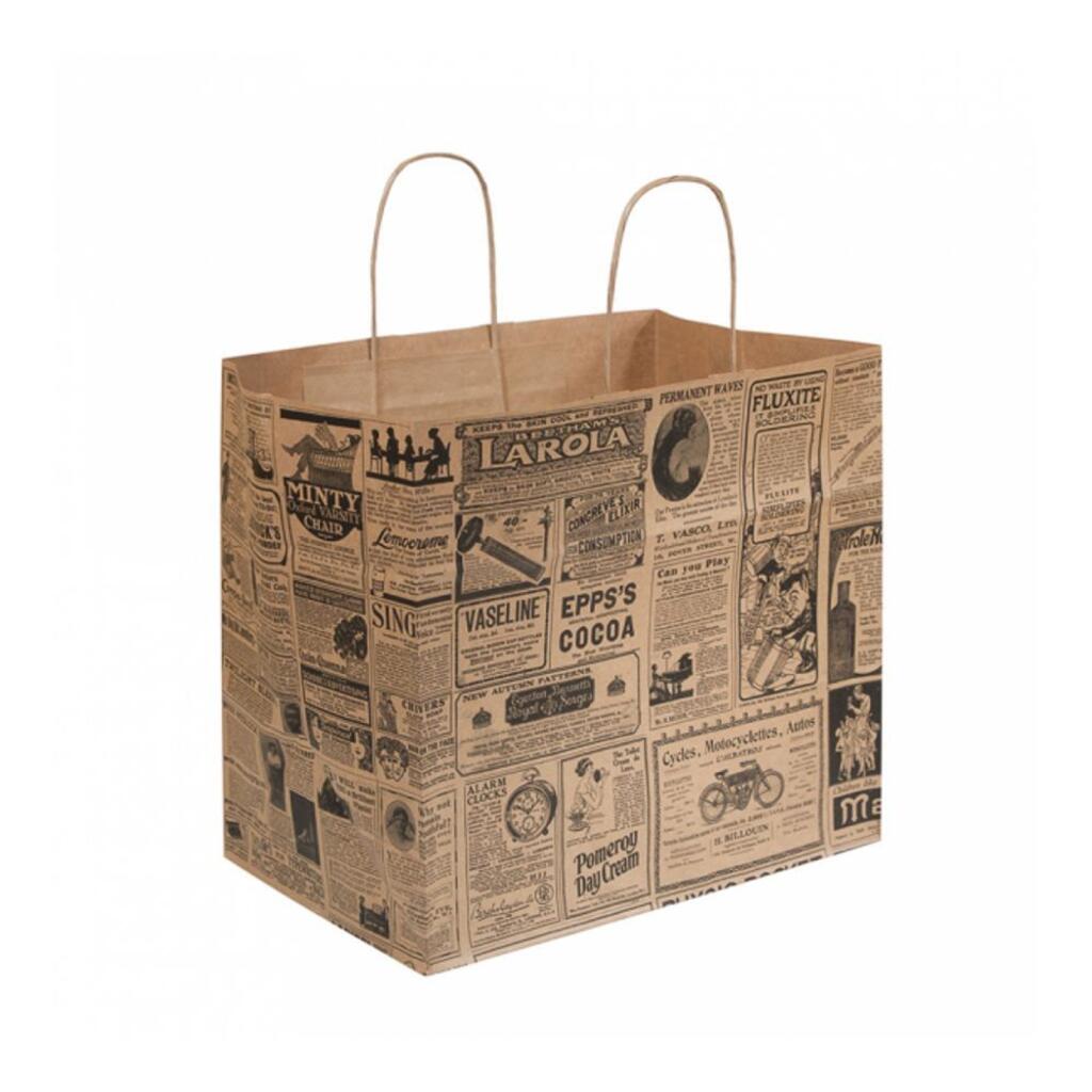 Пакет бумажный с ручками "Газета" 32+21х28,5 см, крафт-бумага, 1 шт Garcia De Pou | 222.28
