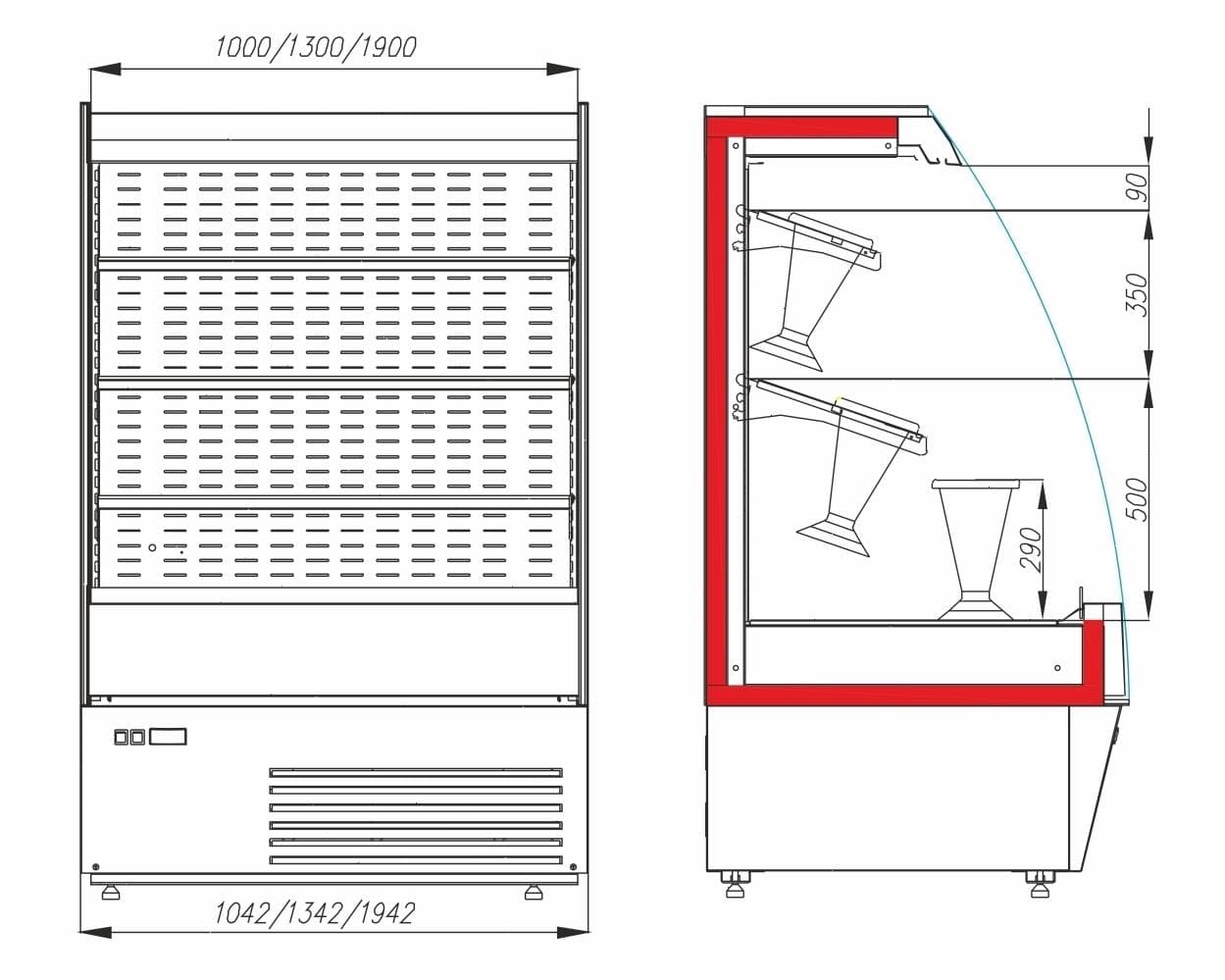 Горка холодильная для цветов Carboma F 16-08 VM 1,3-2 0020 Flora 9005