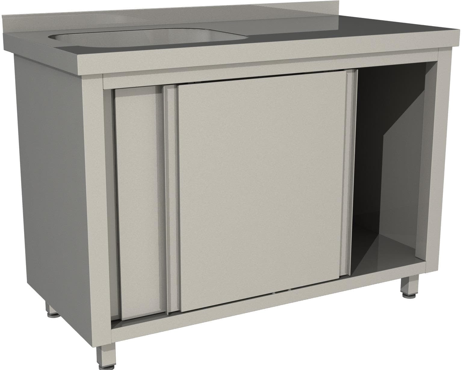 Стол производственный закрытый купе с моечной ванной и бортом Restoinox СПЗК1М-15/7-БЛ