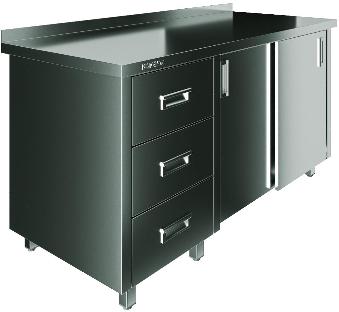 Стол производственный закрытый купе с бортом Restoinox СПК3Я-12/7-БЛ