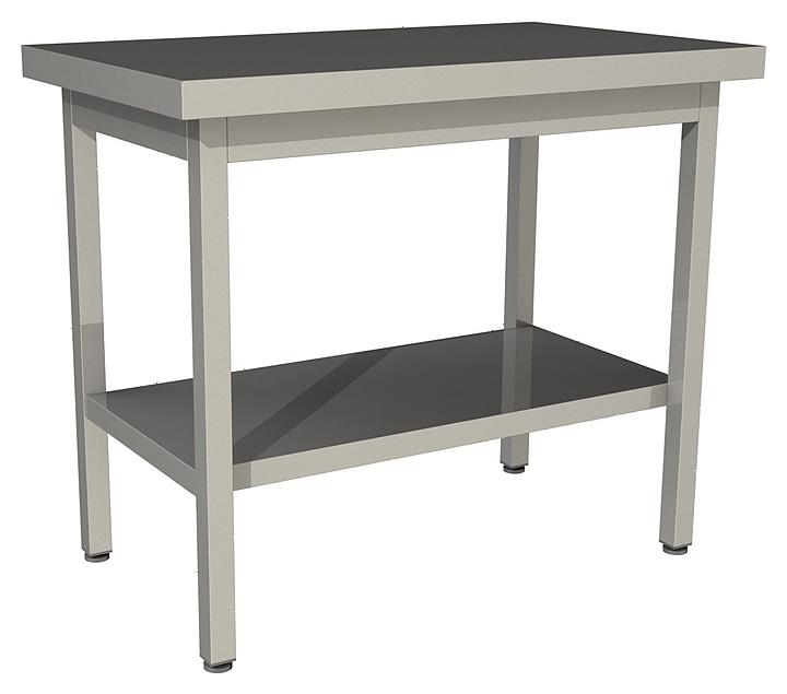 Стол производственный без борта со сплошной полкой Restoinox СП-14/7-П