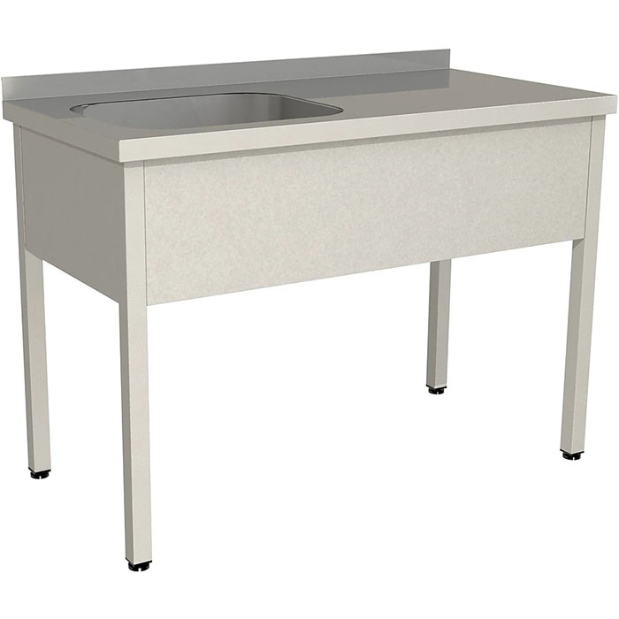 Ванна моечная цельнотянутая с рабочей поверхностью с бортом Restoinox ВМЦР/1-9/6-БЛ