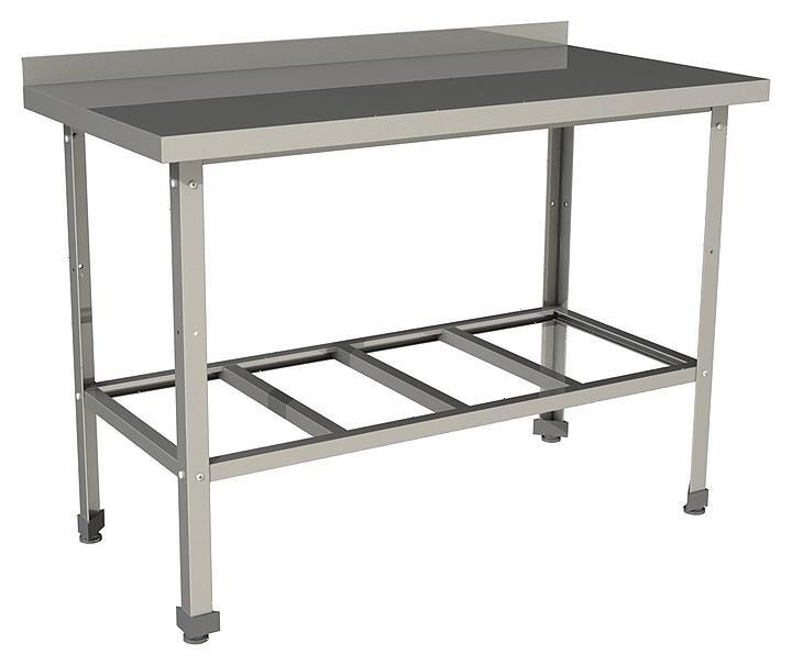 Стол производственный c бортом с полкой решеткой Restoinox СП-11/6-БР-ЭН