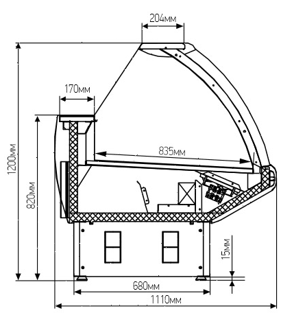 Витрина холодильная Марихолодмаш Парабель ВХСн-1,875 (без агрегата)