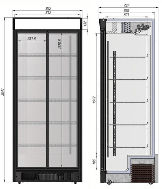 Холодильный шкаф Briskly 8 Slide AD (RAL 7024)