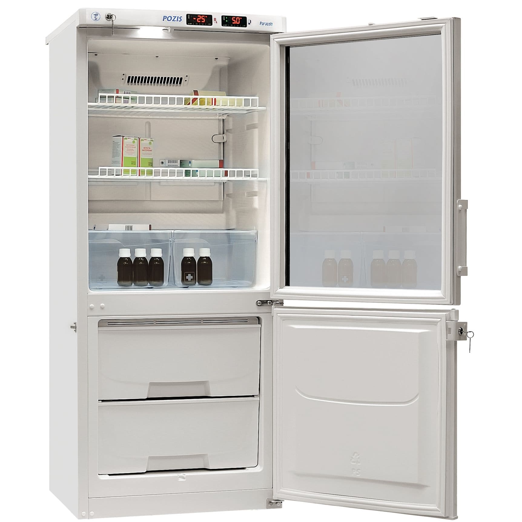 Шкаф комбинированный лабораторный Pozis ХЛ-250 (тонир. стекло)