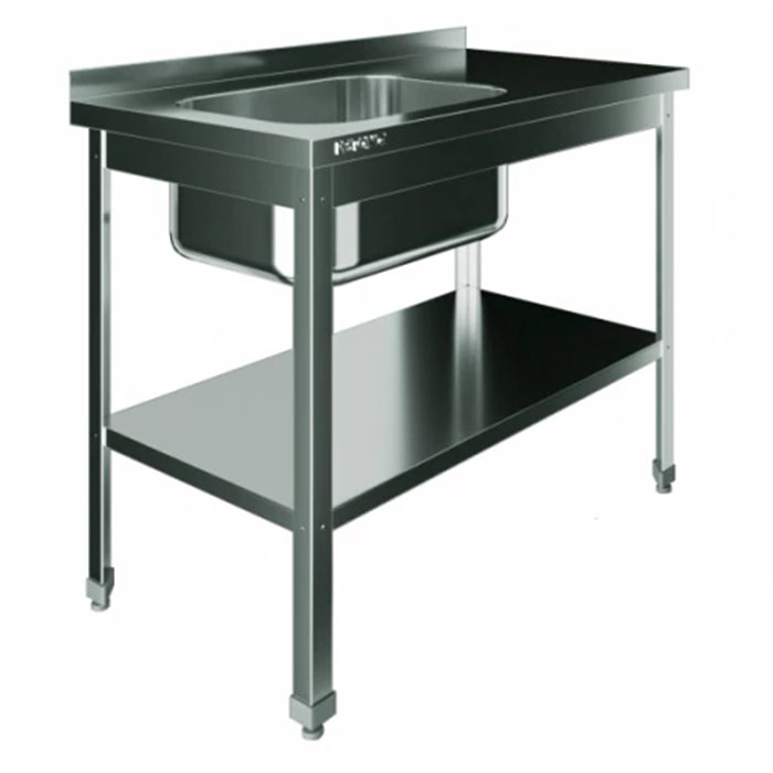 Ванна моечная цельнотянутая с рабочей поверхностью с бортом Restoinox ВМЦР/1-9/7-БЛП-ЭЦ