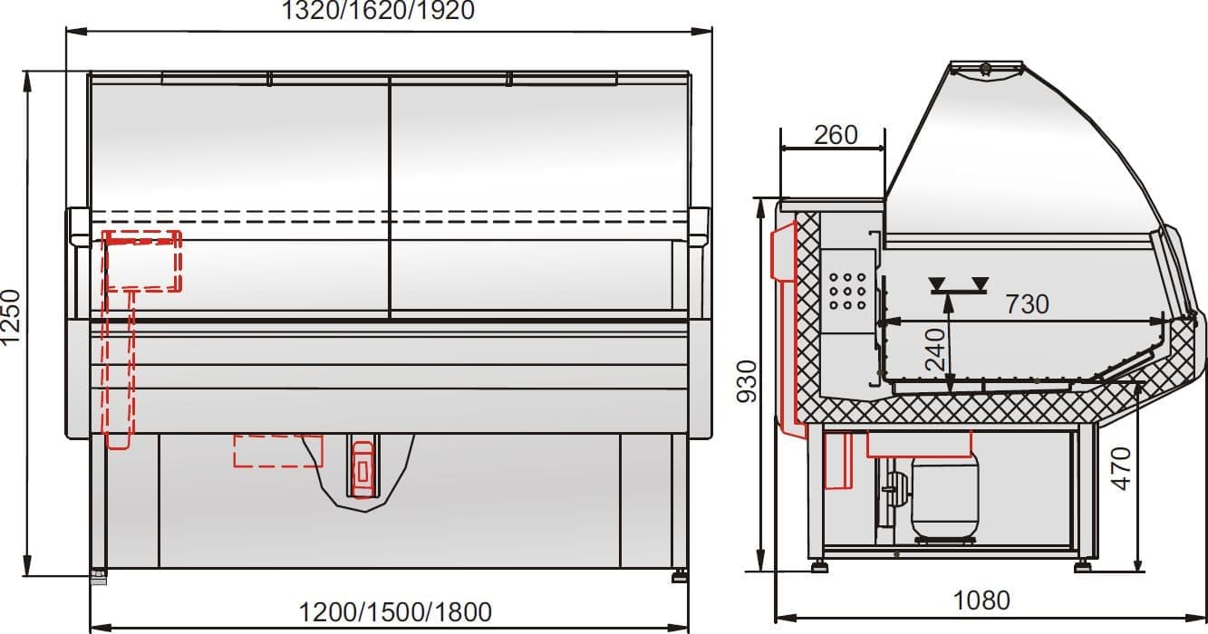 Витрина морозильная Golfstream Двина 120 ВН, красная