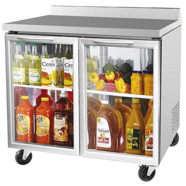 Стол холодильный Turbo Air CMWR-36G со стеклянными дверями и бортом