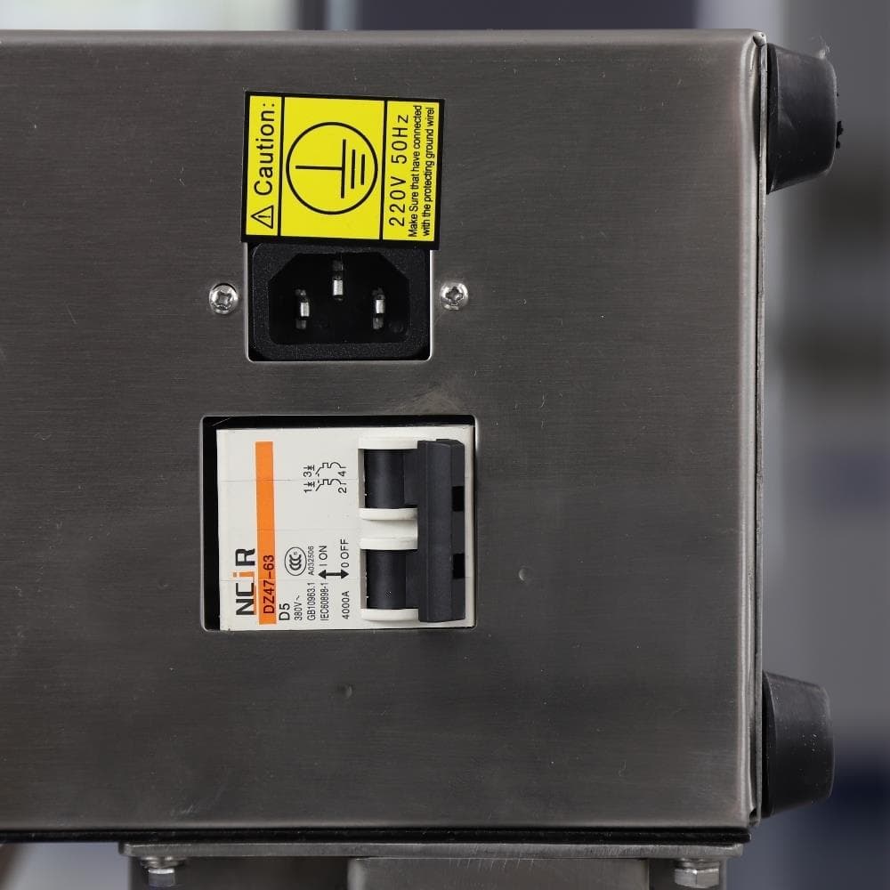 Роликовый конвейерный запайщик вертикальный Hualian Machinery FRBM-810II SS нерж