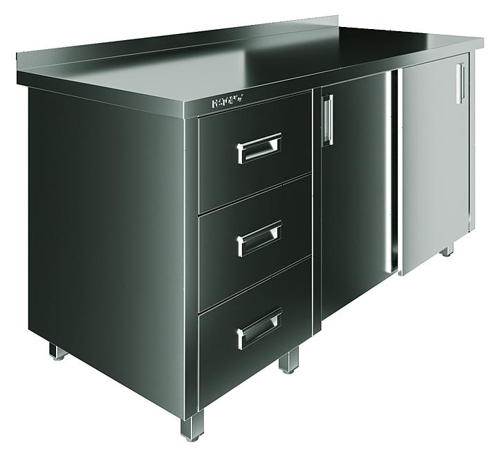 Стол производственный закрытый купе с бортом Restoinox СПК3Я-15/6-БЛ