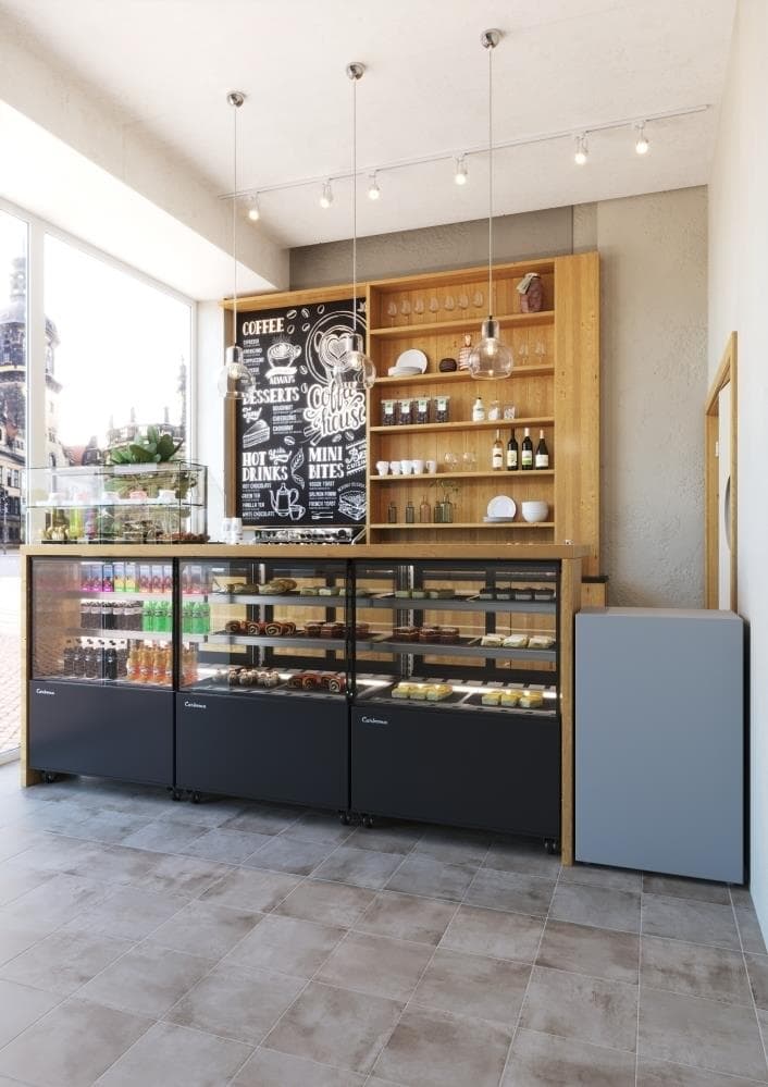 Витрина кондитерская Carboma KC71-130 VV 1,2-2 9005 открытая