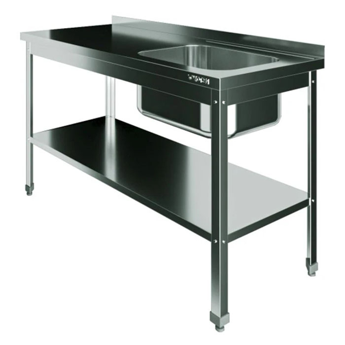 Ванна моечная цельнотянутая с рабочей поверхностью с бортом Restoinox ВМЦР/1-9/7-БПП-ЭЦ