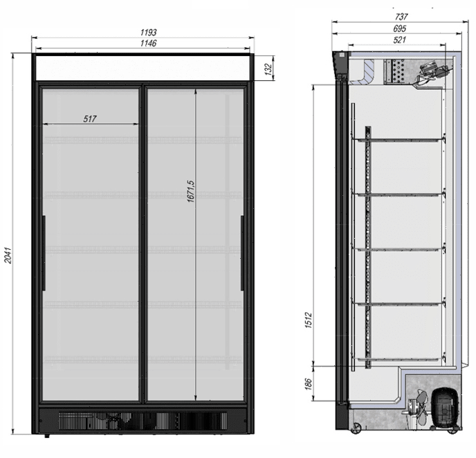Шкаф холодильный Briskly 11 Slide AD (RAL 7024)