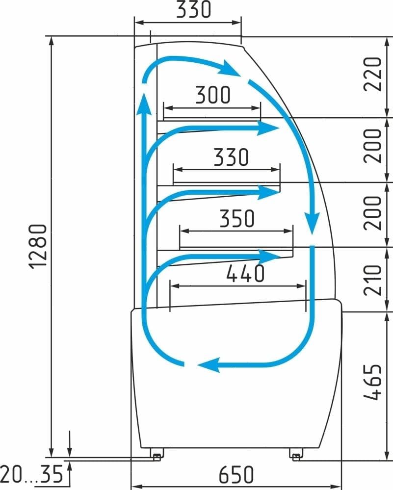 Витрина кондитерская Carboma K70 VH 0,9-1 (ВХСв-0,9д Техно) 9006-9005