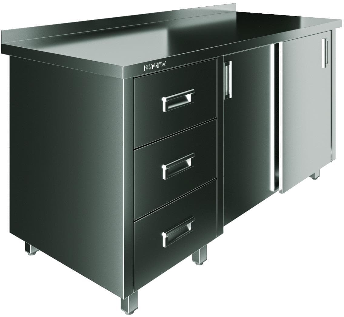 Стол производственный закрытый купе с бортом Restoinox СПК3Я-15/7-БЛ