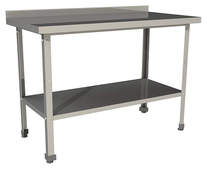 Стол производственный с бортом со сплошной полкой Restoinox СП-10/8-БП-ЭЦ