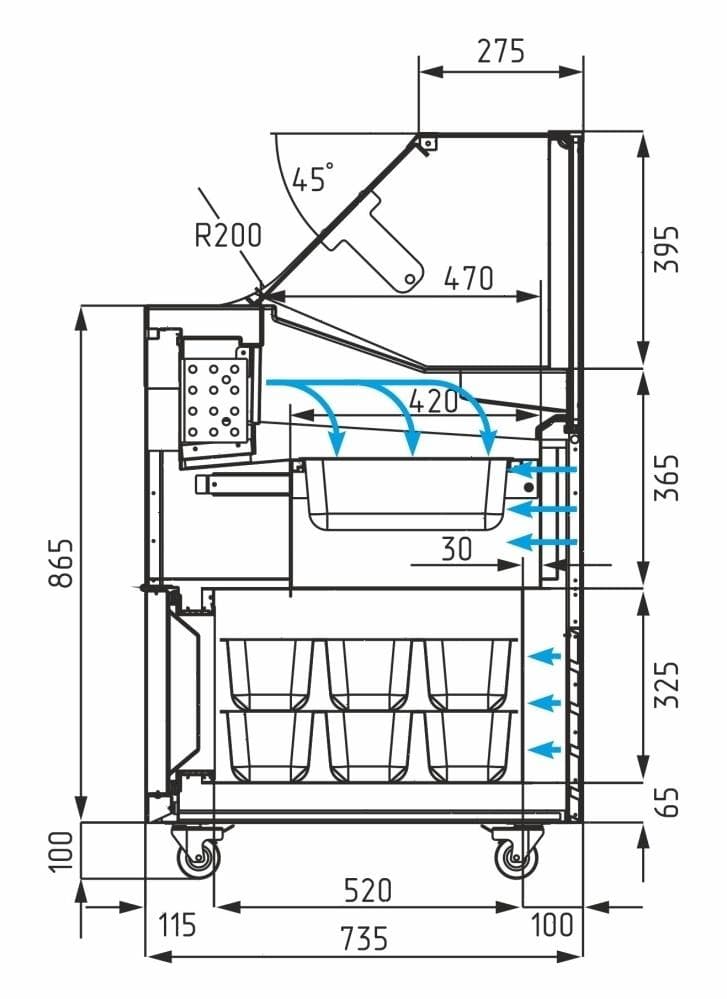 Витрина для мороженого Carboma IC72 SL 1,3-1 9003 индивид. брендирование