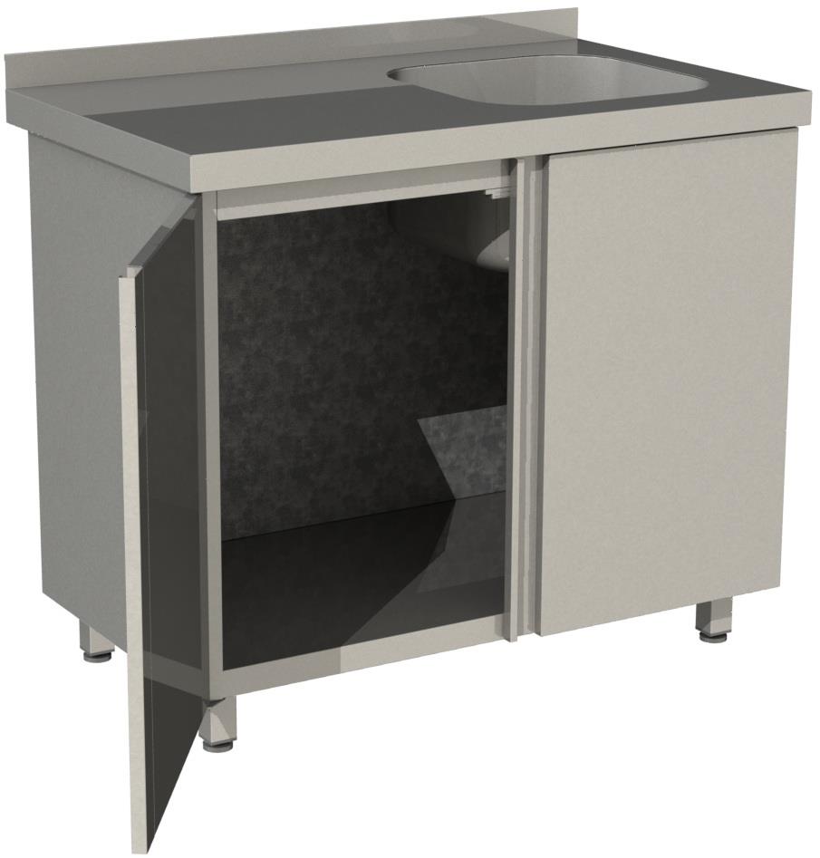 Стол производственный с распашными дверьми Restoinox СПЗР1М-11/6-БП с моечной ванной
