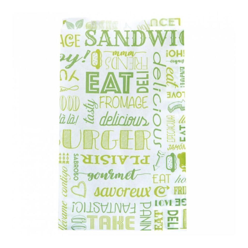 Пакет для гамбургера Parole 14+7х22 см, зелёный, 500 шт, жирост. пергамент Garcia De Pou | 229.27