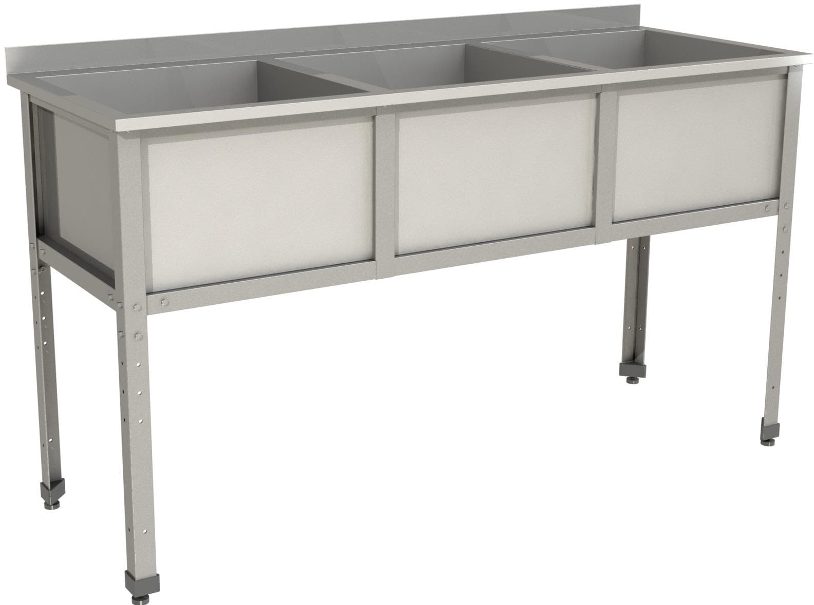 Ванна моечная трехсекционная с бортом Restoinox ВМС-3/4-Б-ЭН