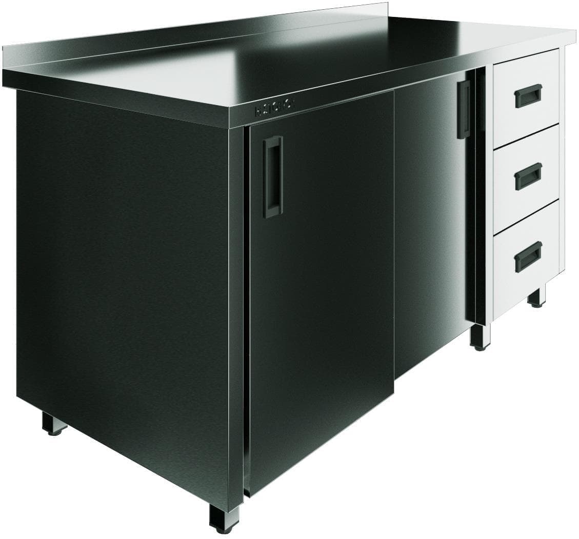 Стол производственный закрытый купе с бортом Restoinox СПК3Я-15/6-БП