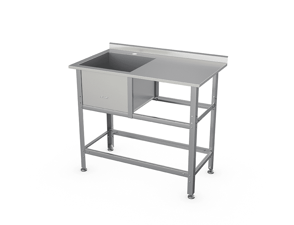 Стол с моечной ванной Atesy ВСМС-Б-1Л.600-1350.750-1-02 (ВМС-1/600 с бортом)