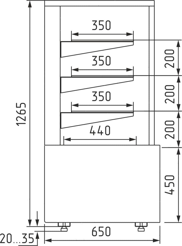 Витрина хлебная Carboma KC70 N 0,9-2 Cube Техно 9006-9005 (открытая)