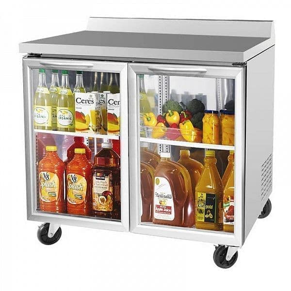 Стол холодильный Turbo Air CMWR-36L-G со стеклянными дверями и бортом