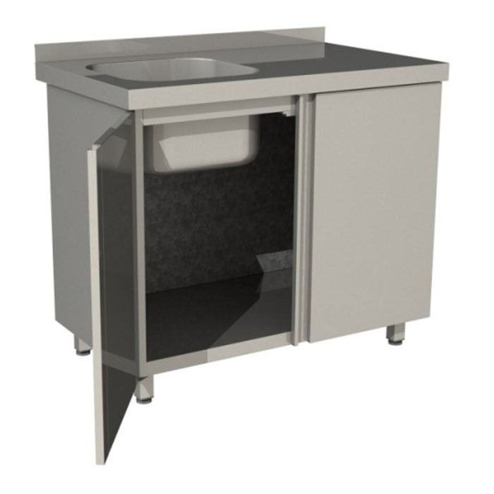 Стол производственный с распашными дверьми Restoinox СПЗР1М-9/6-БЛ с моечной ванной