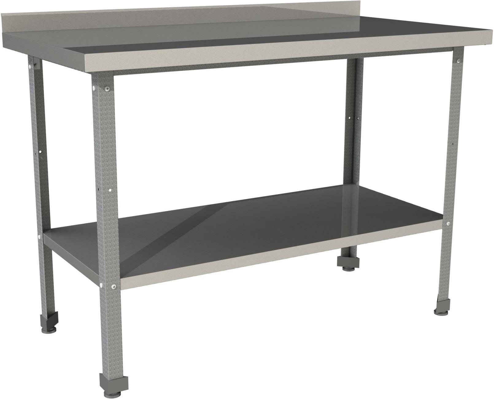 Стол производственный с бортом со сплошной полкой Restoinox СП-11/6-БП-ЭЦ