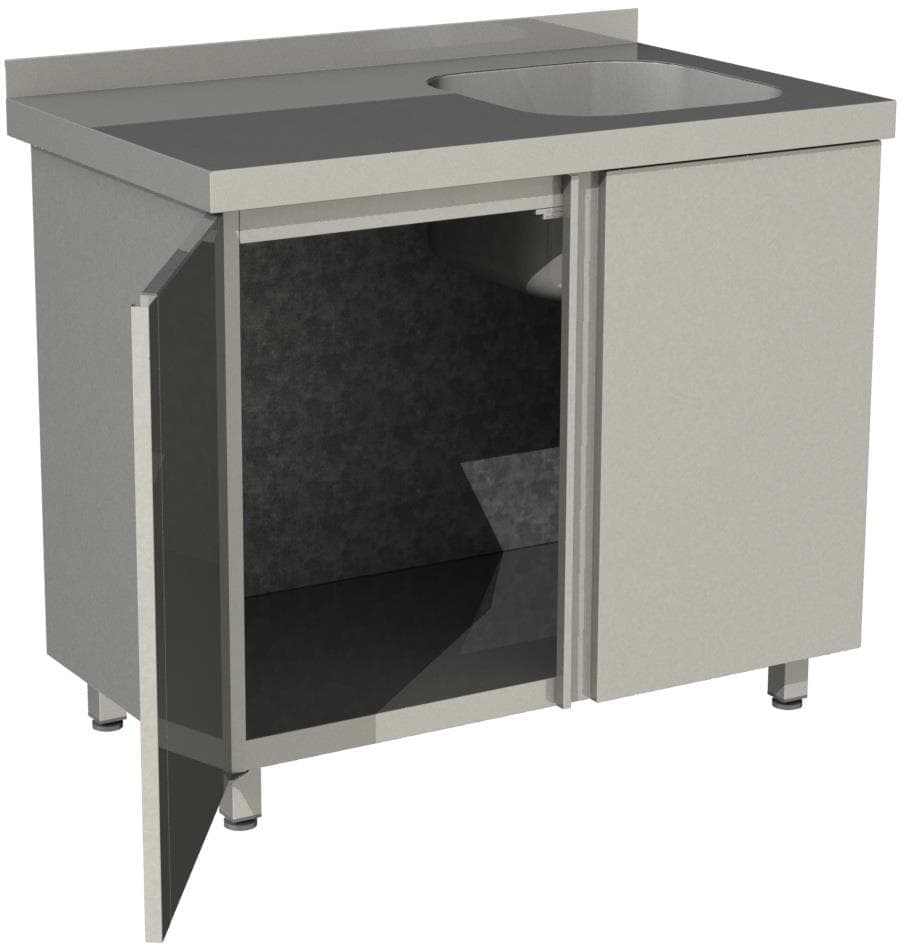 Стол производственный с распашными дверьми Restoinox СПЗР1М-17/6-БП с моечной ванной