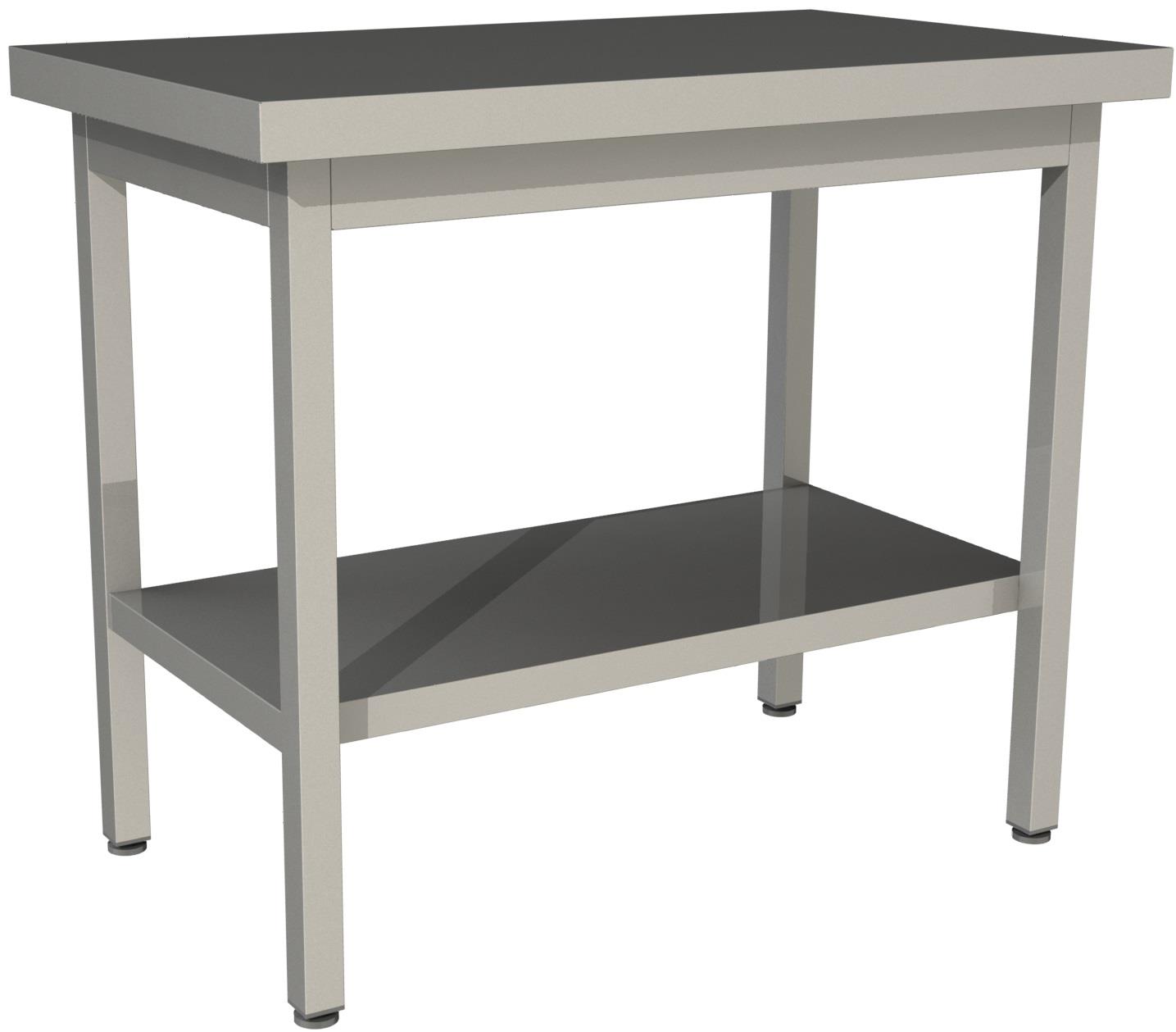 Стол производственный без борта со сплошной полкой Restoinox СП-11/6-П