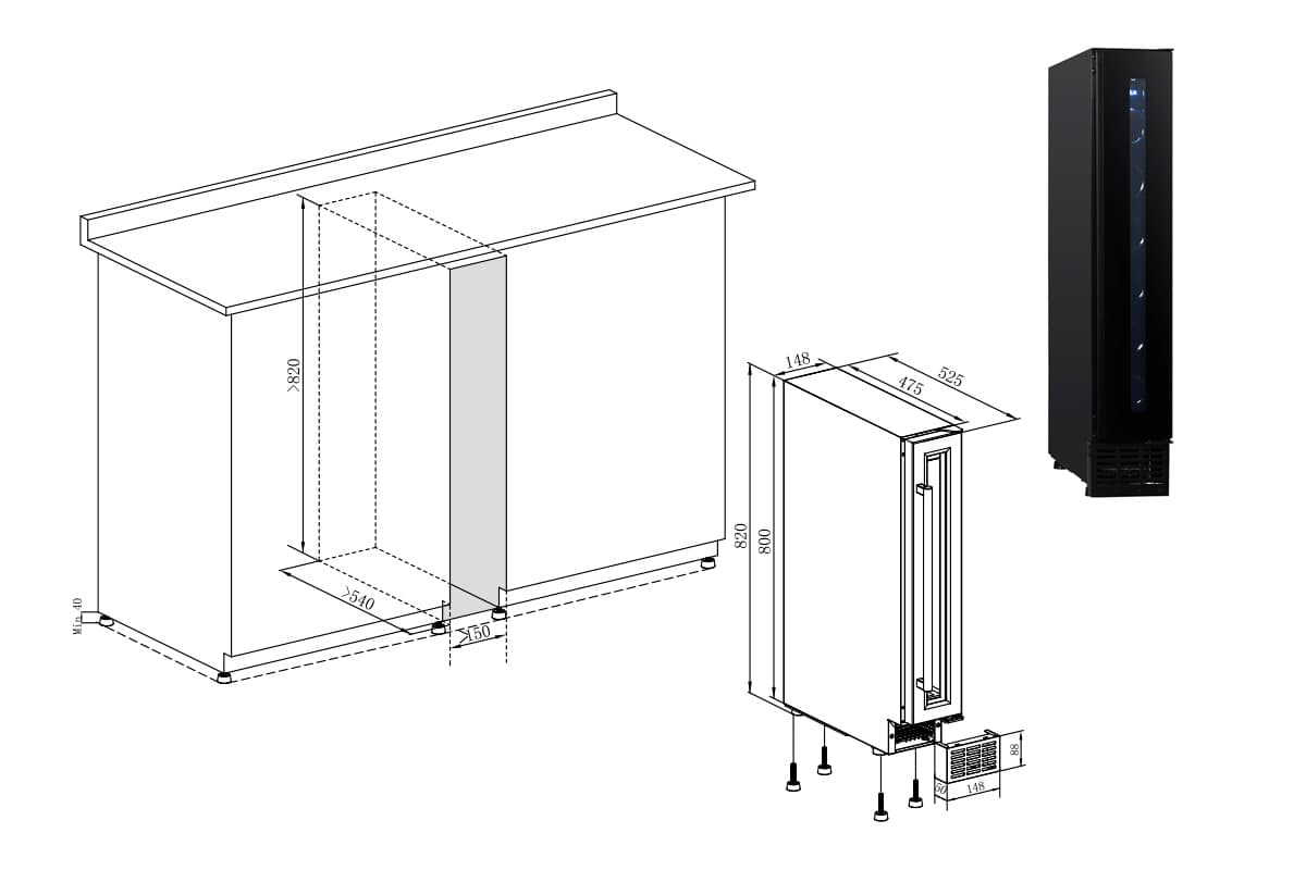 Шкаф винный Temptech SOMX15SRB