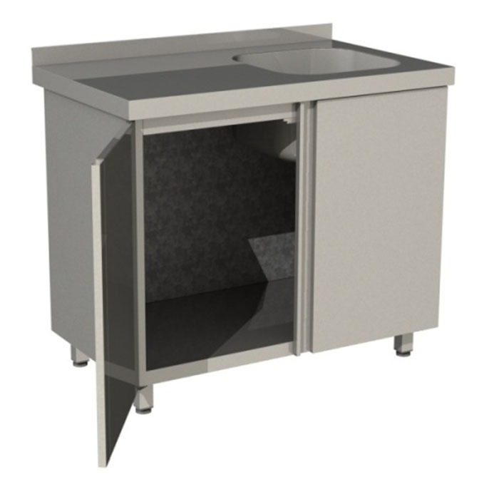 Стол производственный с распашными дверьми Restoinox СПЗР1М-9/6-БП с моечной ванной