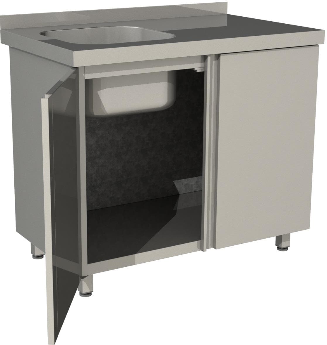 Стол производственный с распашными дверьми Restoinox СПЗР1М-12/7-БЛ с моечной ванной